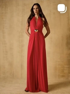 Vestido longo vermelho da referência Modasteia
